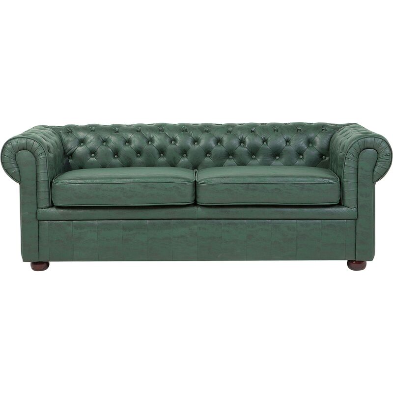 

Sofá de piel sintética verde CHESTERFIELD