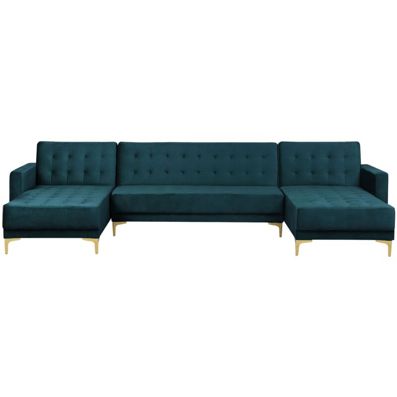 

Sofá cama en forma de U de terciopelo verde azulado ABERDEEN