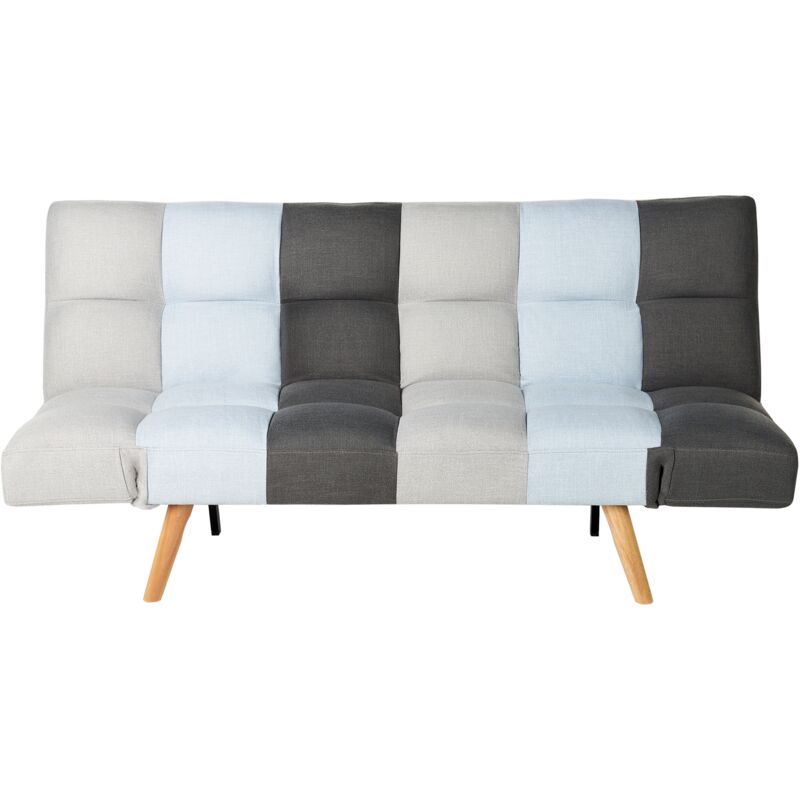 

Beliani - Sofá cama 3 plazas tapizado gris/azul patchwork INGARO