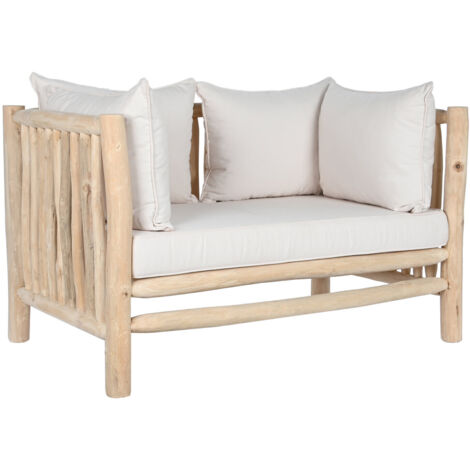 Sofa Teca Poliester 132X79X78 Natural Blanco