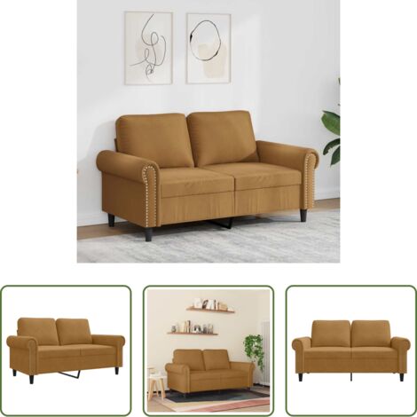 Sofá terciopelo -  Sofá de 2 plazas terciopelo marrón 120 cm