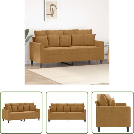 Sofá terciopelo -  Sofá de 2 plazas terciopelo marrón 140 cm