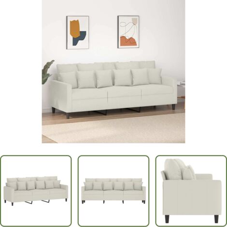 Sofá terciopelo -  Sofá de 3 plazas terciopelo color crema 180 cm