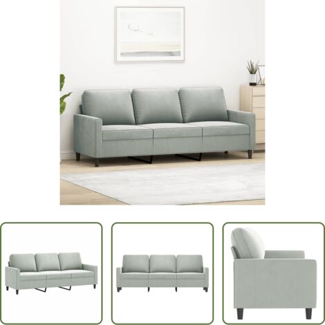 Sofá terciopelo -  Sofá de 3 plazas terciopelo gris claro 180 cm