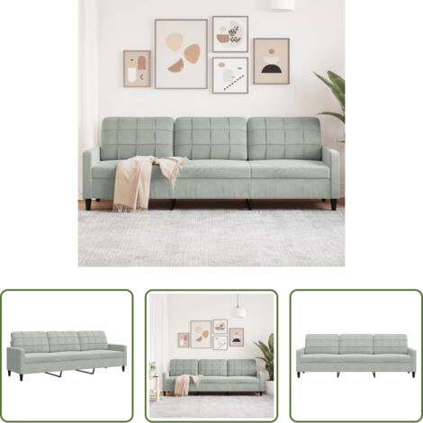 Sofá terciopelo -  Sofá de 3 plazas terciopelo gris claro 210 cm