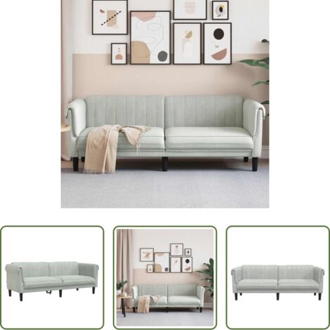 Sofá terciopelo -  Sofá de 3 plazas terciopelo gris claro