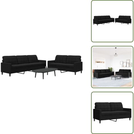 Sofá terciopelo - vidaXL Juego de sofás con cojines 2 piezas terciopelo negro - Sofá moderno