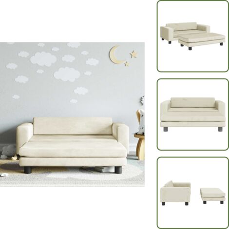 Sofá terciopelo - vidaXL Sofá para niños con reposapiés terciopelo crema 100x50x30 cm - Sofá para niños de 3-6 años