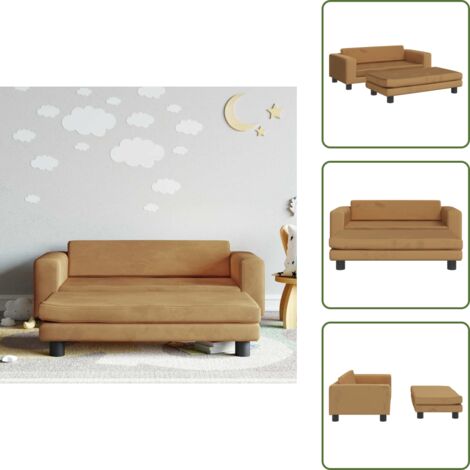 Sofá terciopelo - vidaXL Sofá para niños con reposapiés terciopelo marrón 100x50x30 cm - Sofá para niños marrón