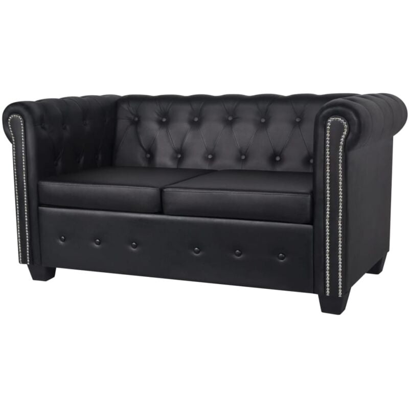 

Sofá Chesterfield de Cuero Sintético de 2 Plazas Negro - Negro - Vidaxl
