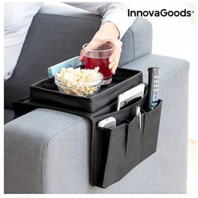 Sofa Tray - InnovaGoods - Remote Control - Cotton and Polyester - 54 x 31 x 4 cm - Black
