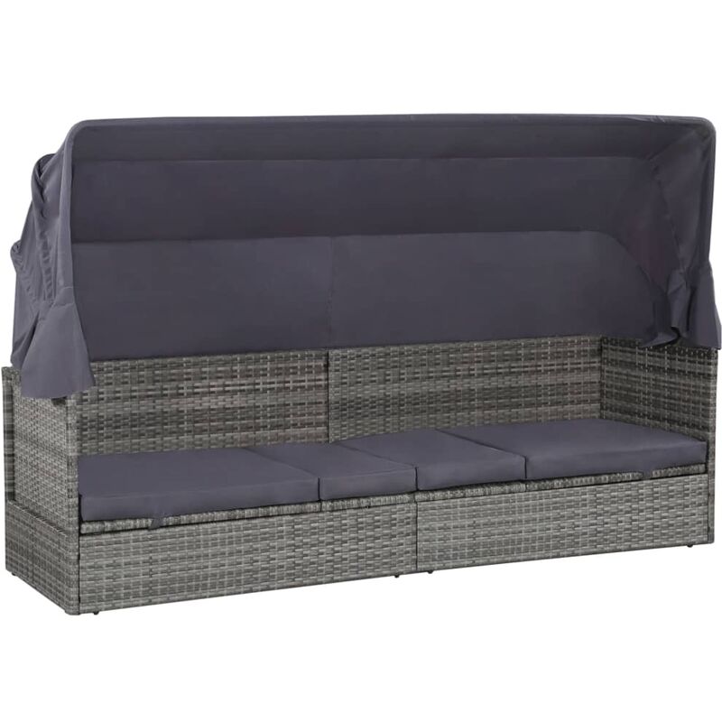 Cama de jardín con toldo 205x62 cm ratán sintético gris Vidaxl Gris