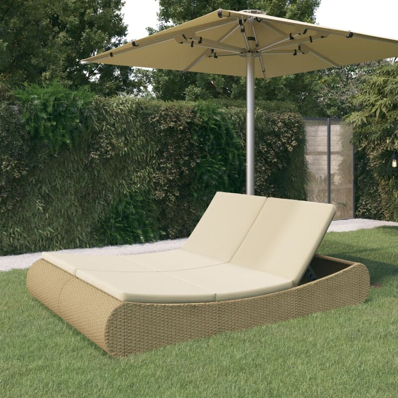 

Sofa tumbona de jardin de ratan sintetico beige