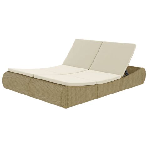 Sofá tumbona de jardín de ratán sintético beige vidaXL - Beige