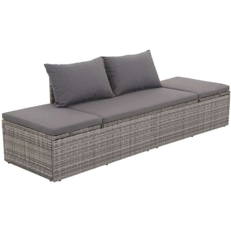 Cama de jardín 195x60 cm ratán sintético gris Vidaxl Gris