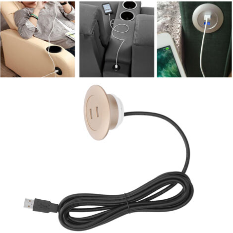 Sofa USB Charging Socket 
[Prise murale USB] Type à encastrer avec 2 ports USB (5V), diamètre 4.5cm, ABS, 2.5m de cable.