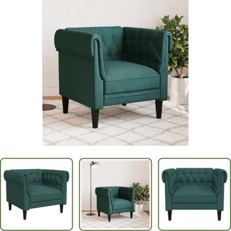 Sofá verde oscuro -  Sillón Chesterfield de tela verde oscuro