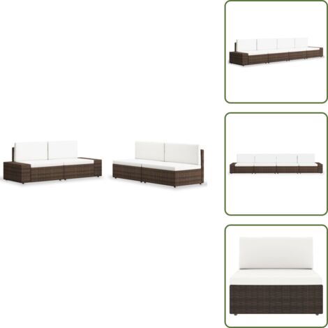Sofá - vidaXL Juego de muebles de jardín 4 piezas ratán sintético marrón - Cojines