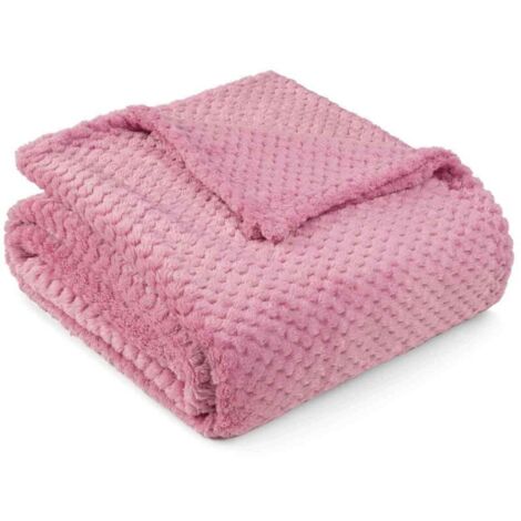 Sofa with bright pink throw, double bed, armchair sofa with soft wool throw, fluffy texture throw, comfortable, warm, lightweight, all-season throw, 60x80