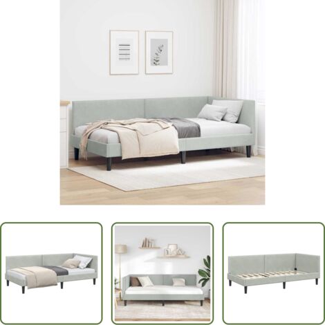 Sofá y cama -  Estructura de cama en esquina Gris Claro 100 cm x 200 cm