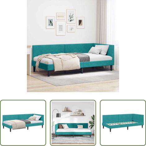 Sofá y cama -  Estructura de cama en esquina Tuquesa 100 cm x 200 cm