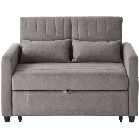 [Sofabett mit Schlaffunktion] Zweisitzer-Klappsofa, ausziehbares Design, schlicht und modern, zeitgemäßer Stil, dreistufig verstellbare Rückenlehne, atmungsaktiver Baumwoll-Leinen-Stoff
