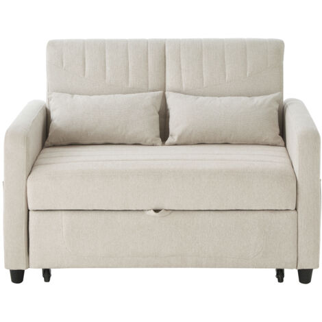 [Sofabett mit Schlaffunktion] Zweisitzer-Klappsofa, ausziehbares Design, schlicht und modern, zeitgemäßer Stil, dreistufig verstellbare Rückenlehne, atmungsaktiver Baumwoll-Leinen-Stoff