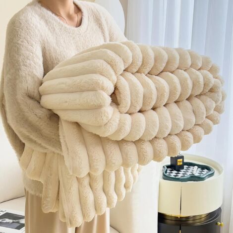 Sofabezug aus Fleece, ultraweiche und bequeme Damendecke, leichte 3D-Streifendecke für Mädchen, Ganzjahres-Flanelldecke, Heim- und Bettdekoration