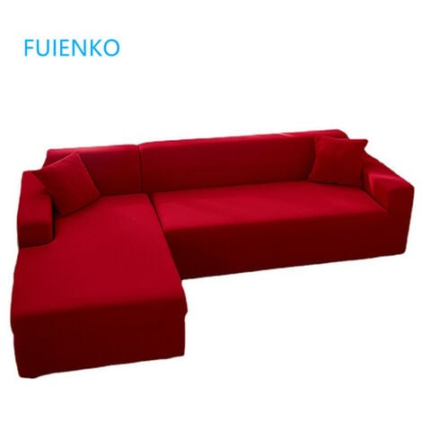 Sofabezug Stretch Wasserdicht,Bezug für Ecksofa 3 Plus 2-Sitzer L-Form Burgund FUIENKO
