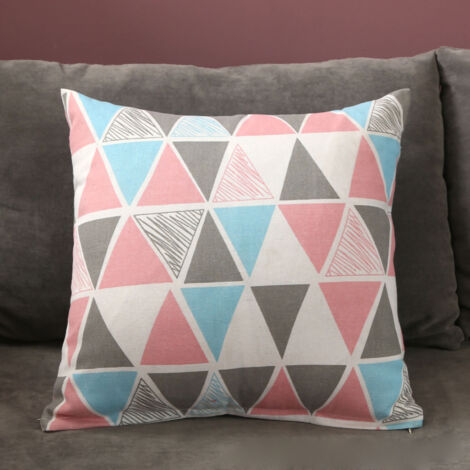 Sofakissenbezug 45x45 cm, nordischer Stil aus farbenfrohem Leinen mit Dreiecksmuster, dekoratives Textilaccessoire für Zuhause
