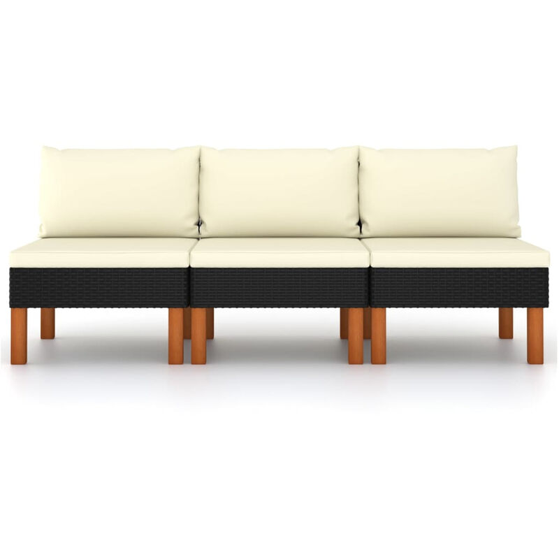 

Asupermall - Sofas centrales 3 uds ratan sintetico y madera de eucalipto