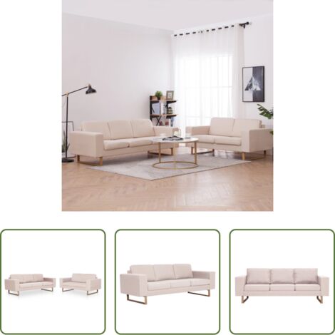 Sofás de 2 plazas -  Conjunto de sofás 2 piezas tela color crema