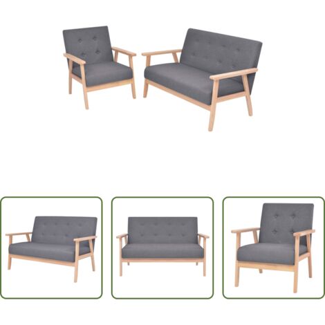 Sofás de 2 plazas -  Juego de sofás de tela de 2 piezas color gris oscuro