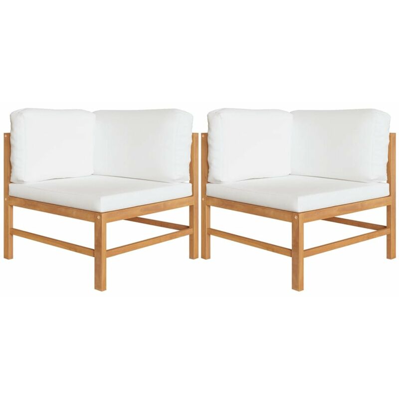 

Sofas de esquina 2 uds madera maciza teca y cojines color crema