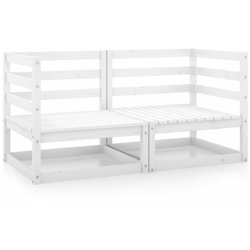 

Sofas de esquina de jardin 2 uds blanco madera maciza de pino