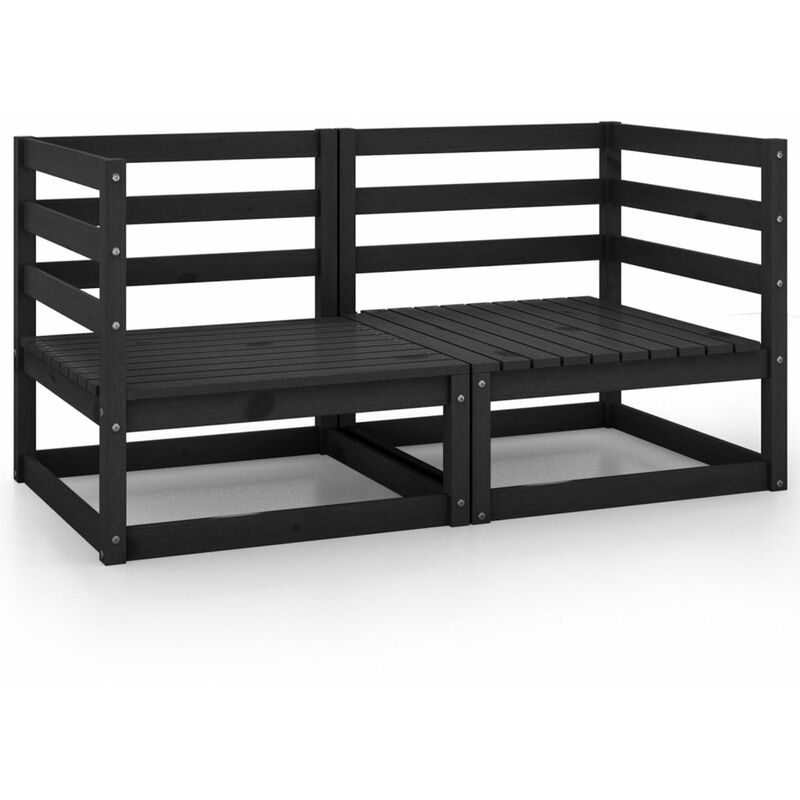 

Sofas de esquina de jardin 2 uds negro madera maciza de pino