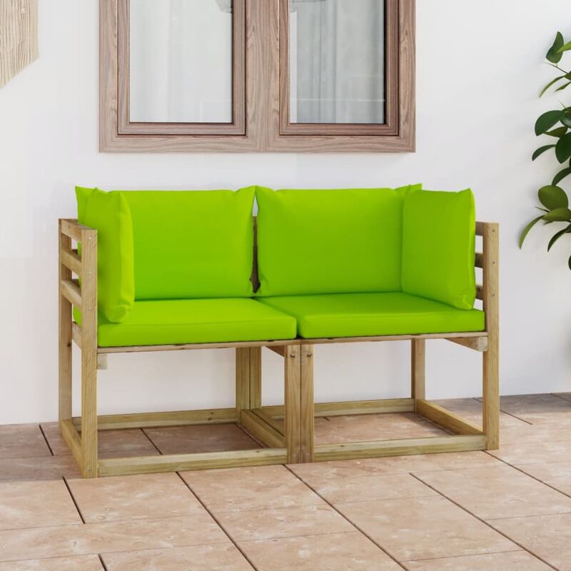 

Sofás de esquina jardín y cojines 2 uds pino impregnado verde