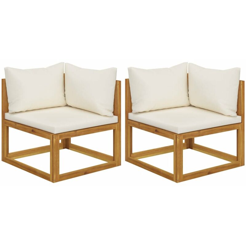 

Sofas de esquina modulares 2 uds con cojines tela blanco crema