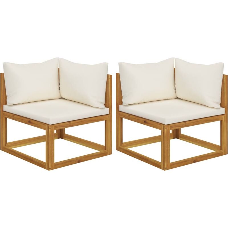 

Sofás de esquina modulares 2 uds con cojines tela blanco crema