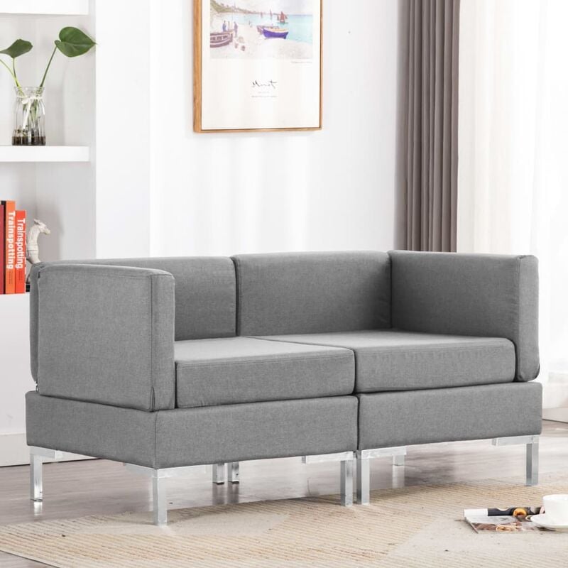 

Sofas de esquina seccionales 2 uds con cojines tela gris claro
