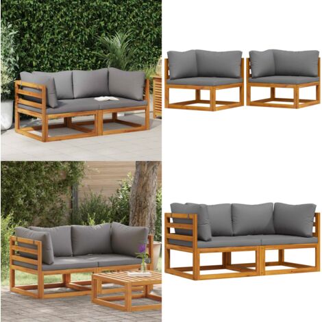 Sofás de esquina seccionales 2 uds con cojines tela gris oscuro - Sofás modulares - Sofás de jardín
