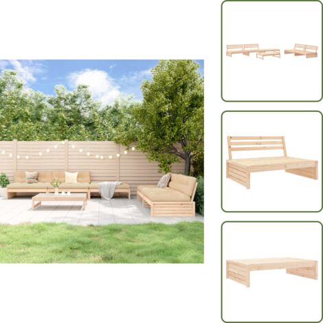Sofás de exterior - vidaXL Juego de muebles de jardín 6 piezas madera maciza de pino - Muebles de jardín de madera