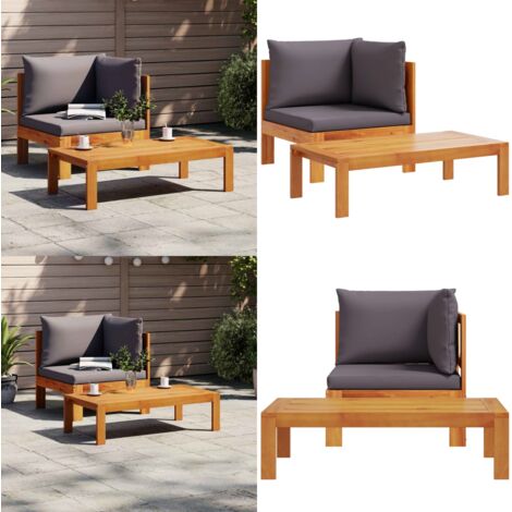 Sofás de jardín 2 pzas con cojines madera maciza acacia - Muebles de exterior - Sofás de madera