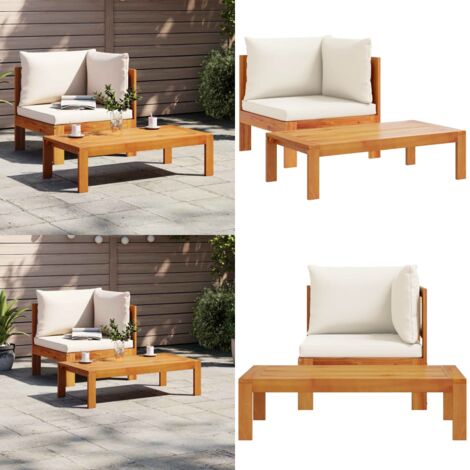 Sofás de jardín 2 pzas con cojines madera maciza acacia - Muebles de exterior - Sofás de madera