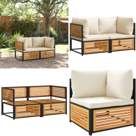 Sofás de jardín 2 pzas con cojines madera maciza acacia - Muebles de jardín - Sofás de exterior