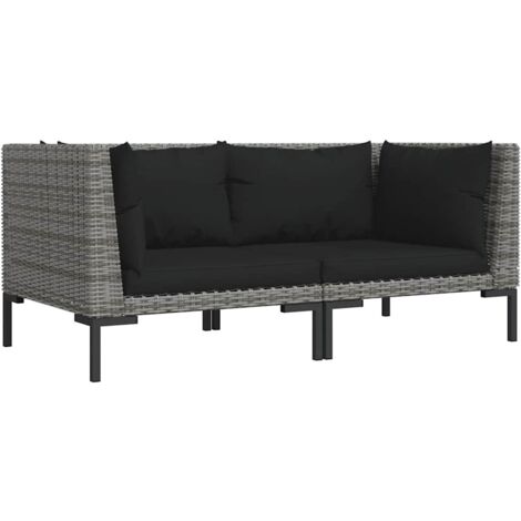 Sofas de jardín con cojines semicirculares 2 PCS Vime PE