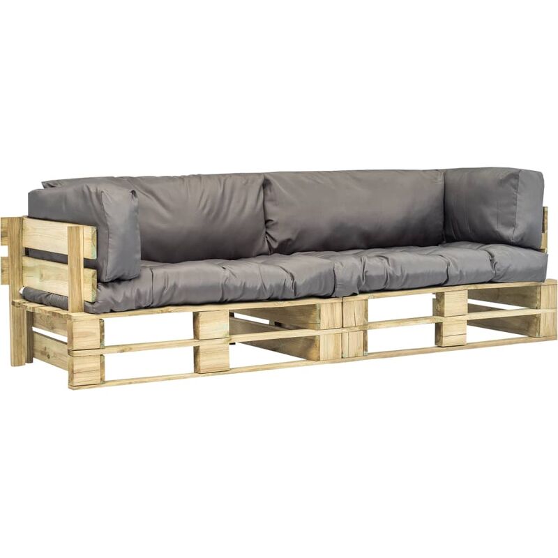 

Sofas de jardin de pales 2 uds cojines grises madera pino