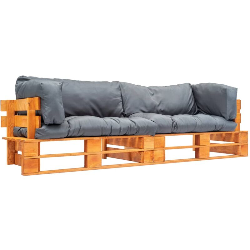 

Sofas de jardin de pales 2 uds cojines grises madera pino