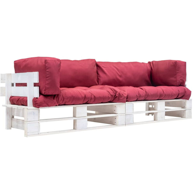 

Sofas de jardin de pales 2 uds cojines rojos madera pino