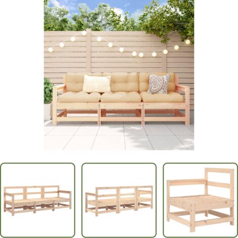 Sofás de jardín -  Juego de muebles de jardín 3 piezas madera maciza de pino